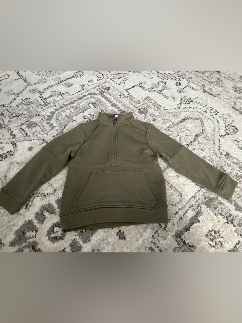 Olive Green Half-Zip Pullover Sweatshirt